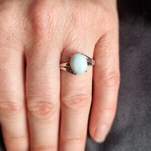 925 Sterling Silver Ring With Green Stone Gemstone